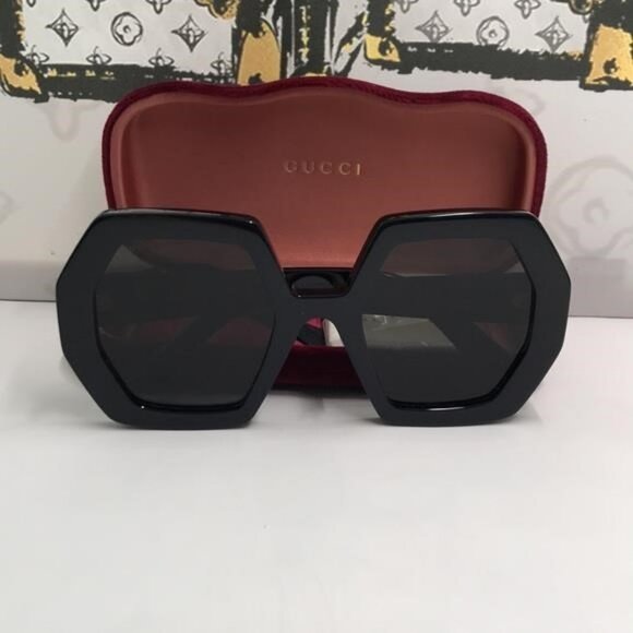 Authentic Gucci GG0772S 004 Black Grey Hexagon Sunglasses – New - Picture 11 of 11